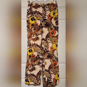 Designed By Gordon Velour Colorful Floral Bell Bottom Women's Pants